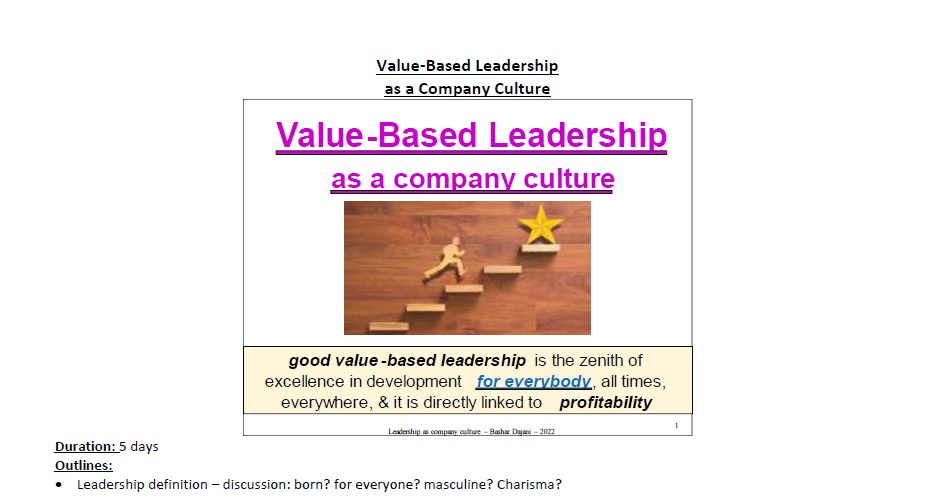 managers training course value-based-leadership amman jordan