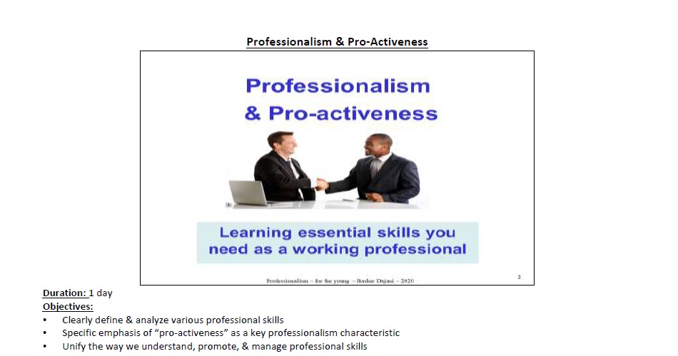 professionalism pro-active training course amman jordan
