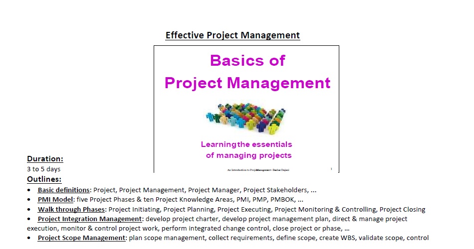 project management training courses Jordan & UAE